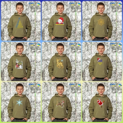 Новорічні олива підліткові худі