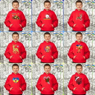 Новорічні червоні підліткові худі