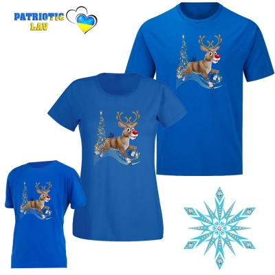 Сімейні новорічні футболки сині