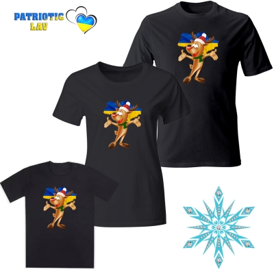 Сімейні новорічні футболки чорні