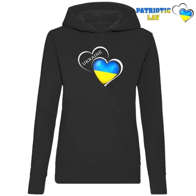 Худі жіночий чорний "подвійне біле серце"