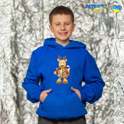 Худі новорічні підліткові Сині