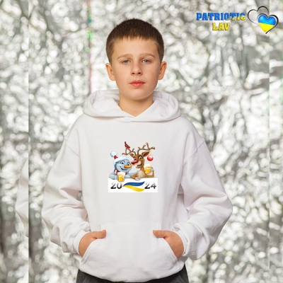 Худі новорічні підліткові білі