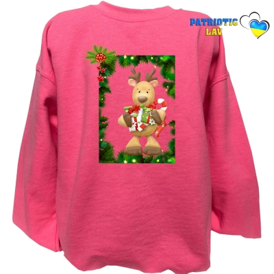 Світшот дитячий рожевий новорічний