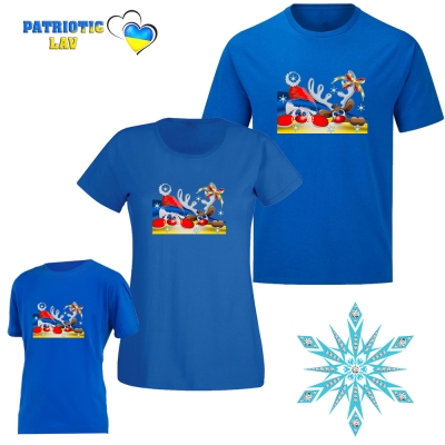 Сімейні новорічні футболки сині
