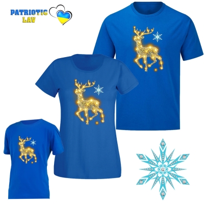 Сімейні новорічні футболки сині