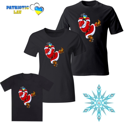 Сімейні новорічні футболки чорні