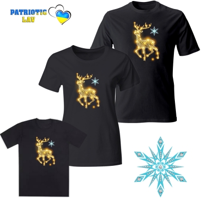 Сімейні новорічні футболки чорні