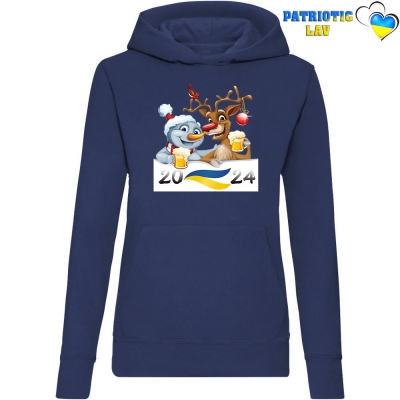 Худі жіночий темно-синій новорічний