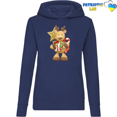 Худі жіночий темно-синій новорічний