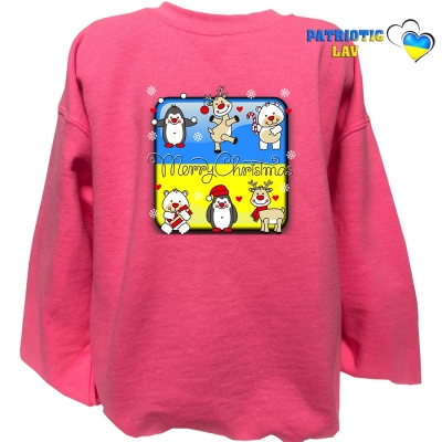 Світшот дитячий рожевий новорічний