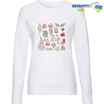 Світшот жіночий новорічний білий