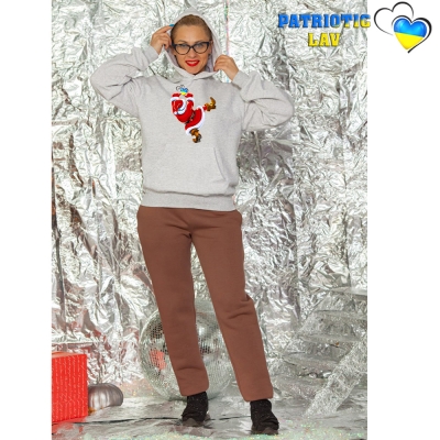 Дорослі сірі новорічні худі